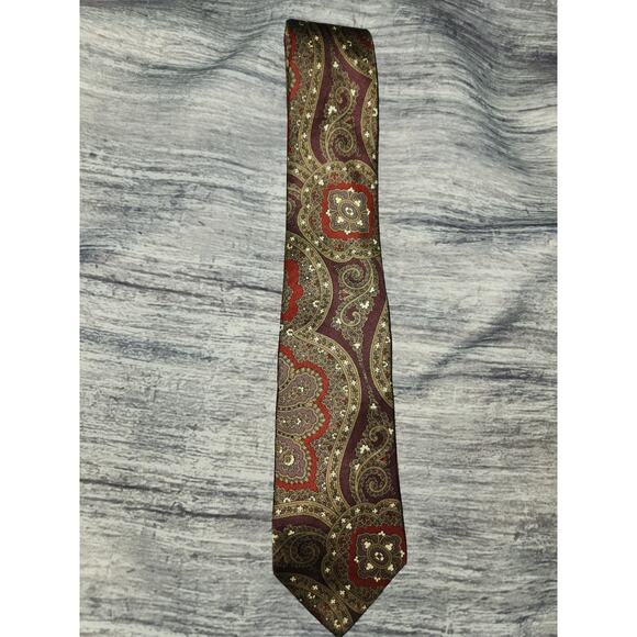 Metropolitan Museum of Art Mens Brown Paisley All Silk Neck Tie - Picture 2 of 8